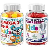 Immune Support - Brain Booster - Heart & Vision Supplement for Kids and Toddlers - Elderberry Gummies with Omega 3 + DHA Gummies – Boost Your Children’s Immunity and Support Brain