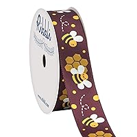 Satin Honey Bee Ribbon,7/8-Inch,10-Yard Spool,Brown/Yellow/Black,Use for Hair Bows,Wreath,Birthday,Gift Wrapping,Party Decoration,All Crafting and Sewing