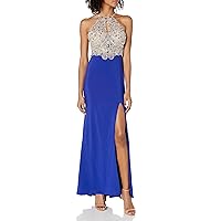 Blondie Nites Women's Long Two Toned Beaded Junior Dress