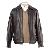 SID Mens Classic Browny Leather Jacket, Bomber Jacket XX-Large