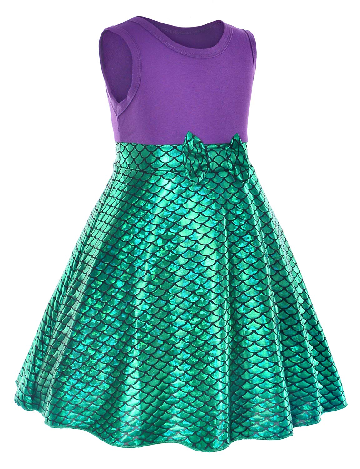 Party Chili Princess Mermaid Green Dress Costumes for Toddler Little Girls With Headband,Crown,Mace,Gloves,Necklace,Earrings