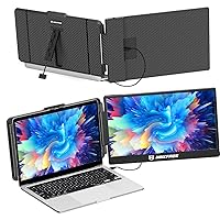 S1 Laptop Screen Extender - 14'' Laptop Monitor Extender Plug & Play, 1080P FHD Portable Monitor for 13-17'' Laptops, Compatible with macOS/Windows/Dex/Android/Switch/PS5