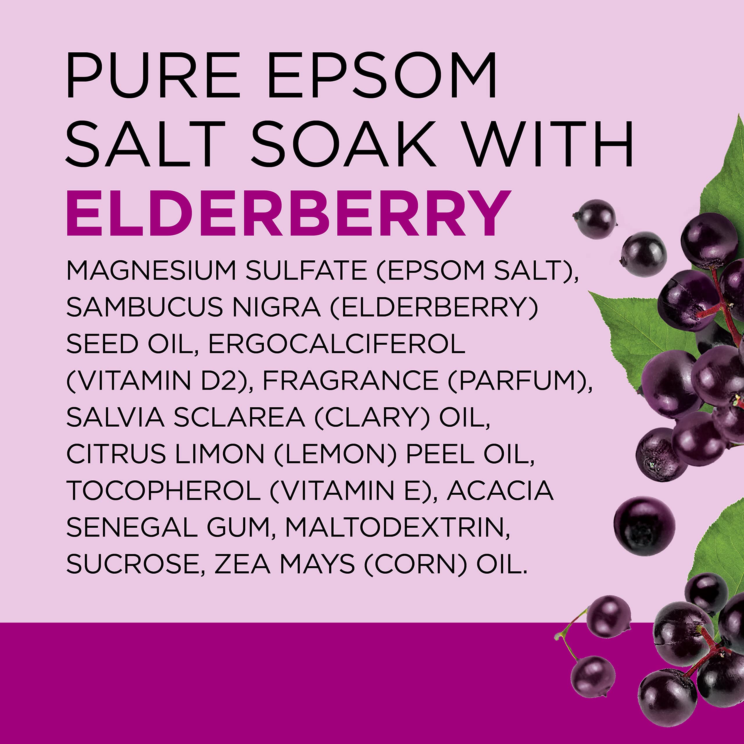 Dr Teal's Pure Epsom Salt Soak, Black Elderberry with Vitamin D, 3 lbs (Packaging May Vary)