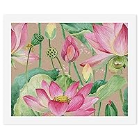 Watercolor Lotus Flowers Paint by Numbers Kit for Adults with Paints and Brushes for Creative Gift