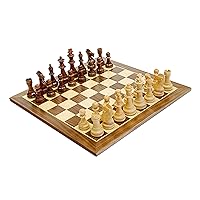 WE Games Traditional Staunton Wood Chess Set - 15 inch Distressed Wood Board - 3.75 inch King
