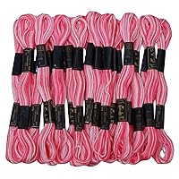Anchor Dual Shade Stranded Cotton Cross Stitch Hand Embroidery Thread Floss 25 Skeins-Fuschia Pink & White