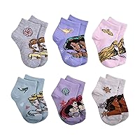 Disney Princess Baby Girls 6-pack Quarter Socks, Pale Grey Heather, 2-4T US
