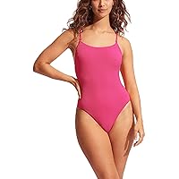 Seafolly Women's Standard Square Neck High Legline One Piece Swimsuit