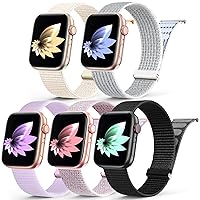 5 Pack Nylon Sport Loop Band Compatible with Apple Watch Bands 38mm 40mm 41mm Women 42mm 44mm 45mm 49mm,Adjustable Wristband Stretchy Strap for iWatch Serie 9 Ultra SE2 SE 8 7 6 5 4 3 2 1 Girl Men