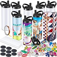 8 Pack 20 OZ Sublimation Tumblers Skinny Straight, Sublimation Sport Water Bottles Blanks Stainless Steel Double Wall Insulated Cups Bulk with Straw Lids DIY for Gift
