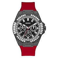 GUESS Men's Stainless Steel Quartz Watch with Silicone Strap