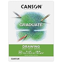 Canson Graduate Drawing Pad, Foldover, 9x12 inch, 30 Sheets | Artist Paper for Adults and Students - Drawing, Sketching and Art Journaling