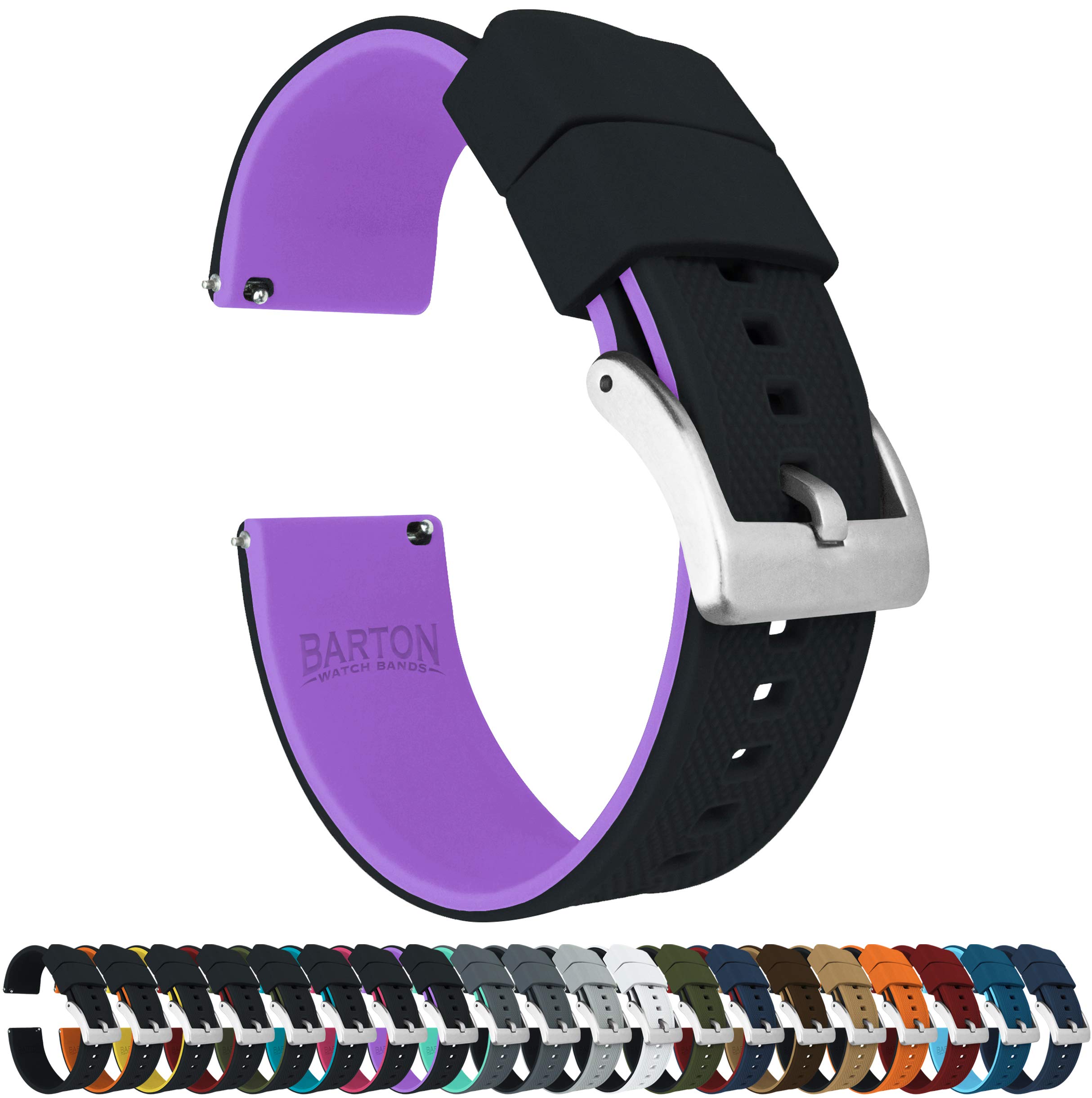 Barton Elite Silicone Watch Bands - Gold Buckle Quick Release - Choose Color - 18mm, 19mm, 20mm, 21mm, 22mm, 23mm & 24mm Watch Straps