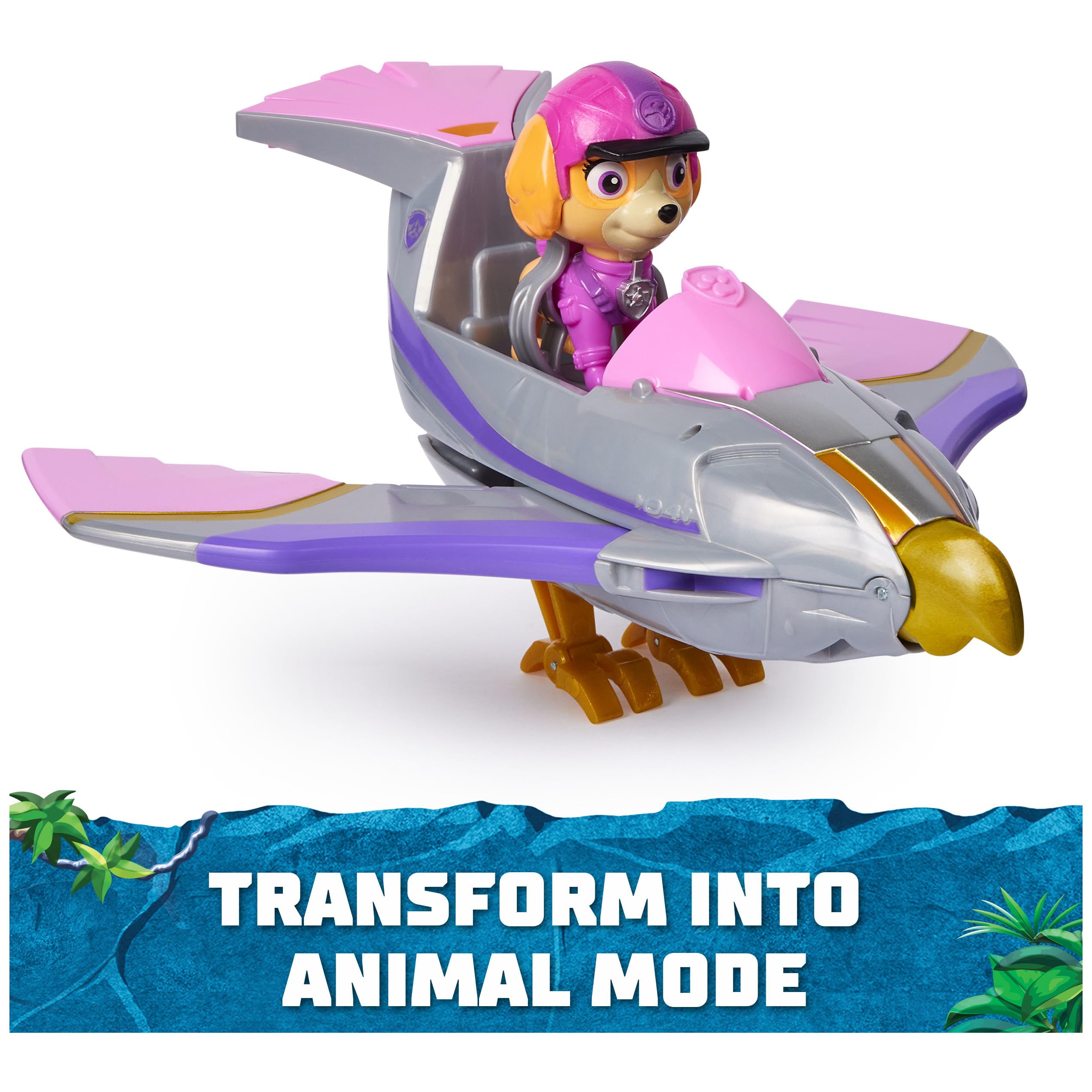 Paw Patrol Jungle Pups, Skye Falcon Vehicle, Toy Jet with Collectible Action Figure, Kids Toys for Boys & Girls Ages 3 and Up