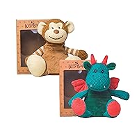 Monkey and Dragon Stuffed Animals, Warmie for Kids, 12 Inch, Microwavable, Heatable Clay Beads, Squishmallow Plush Pal, Dried Lavender Aromatherapy, Soft & Cuddly, Kids Gifts Box Ready