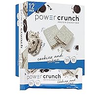 Power Crunch Protein Bars, High Protein Snacks with Delicious Taste, Cookies and Crème, 1.4 Ounce (12 Count)
