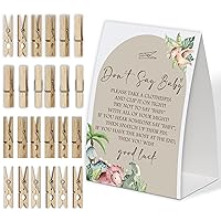 Boho Dinosaur Don't Say Baby Game for Baby Shower, Pack of One 5x7 Sign and 50 Mini Natural Clothespins, Jurassic Park Baby Shower Decoration, Gender Neutral Party Supplies - SC33