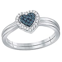 Dazzlingrock Collection 0.13 Carat (Ctw) 1/3 Ctw-dia Heart Blue Ring, Sterling Silver