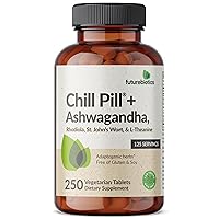 Chill Pill + Ashwagandha, Rhodiola, St. John’s Wort, & L-Theanine 2000 MG per Serving - Non-GMO, 250 Vegetarian Tablets