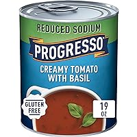Progresso Creamy Tomato With Basil Soup, Reduced Sodium Canned Soup, Gluten Free, 19 oz