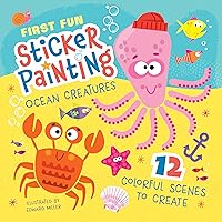 First Fun Sticker Painting: Ocean Creatures: 12 Colorful Scenes to Create (Happy Fox Books) Paint-by-Sticker Art Designs for Kids Ages 4-6 - Fish, Octopus, Whale, Shark, Mermaid, and More
