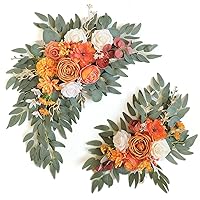 Faux Flower Swag Set of 2 for Wedding Welcome Signs Floral Decorations and Wedding Reception Ceremony Signs (Orange)