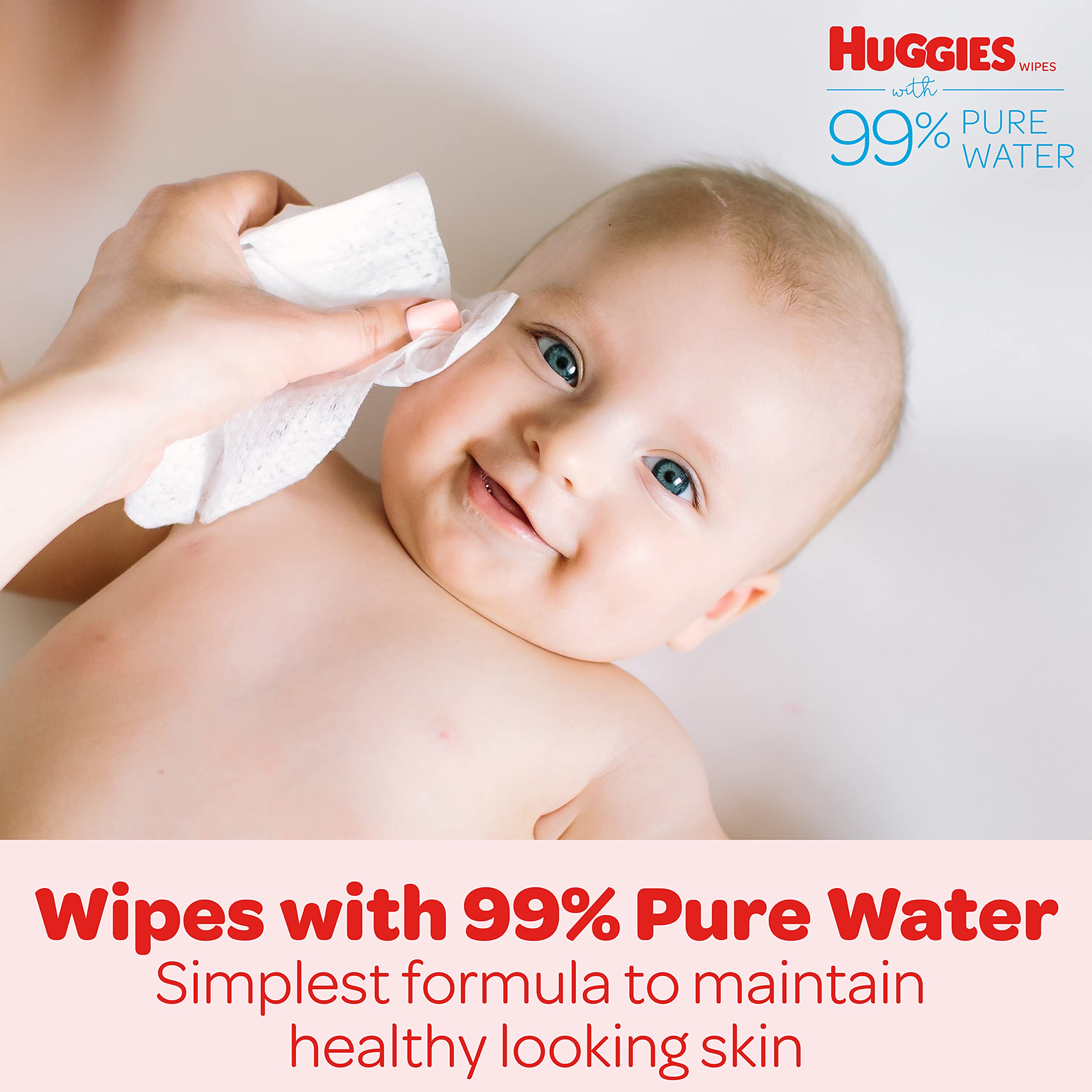 Huggies 99% Pure Water Baby Wipes, Unscented, 9 flip-top packs (504 Wipes Total)