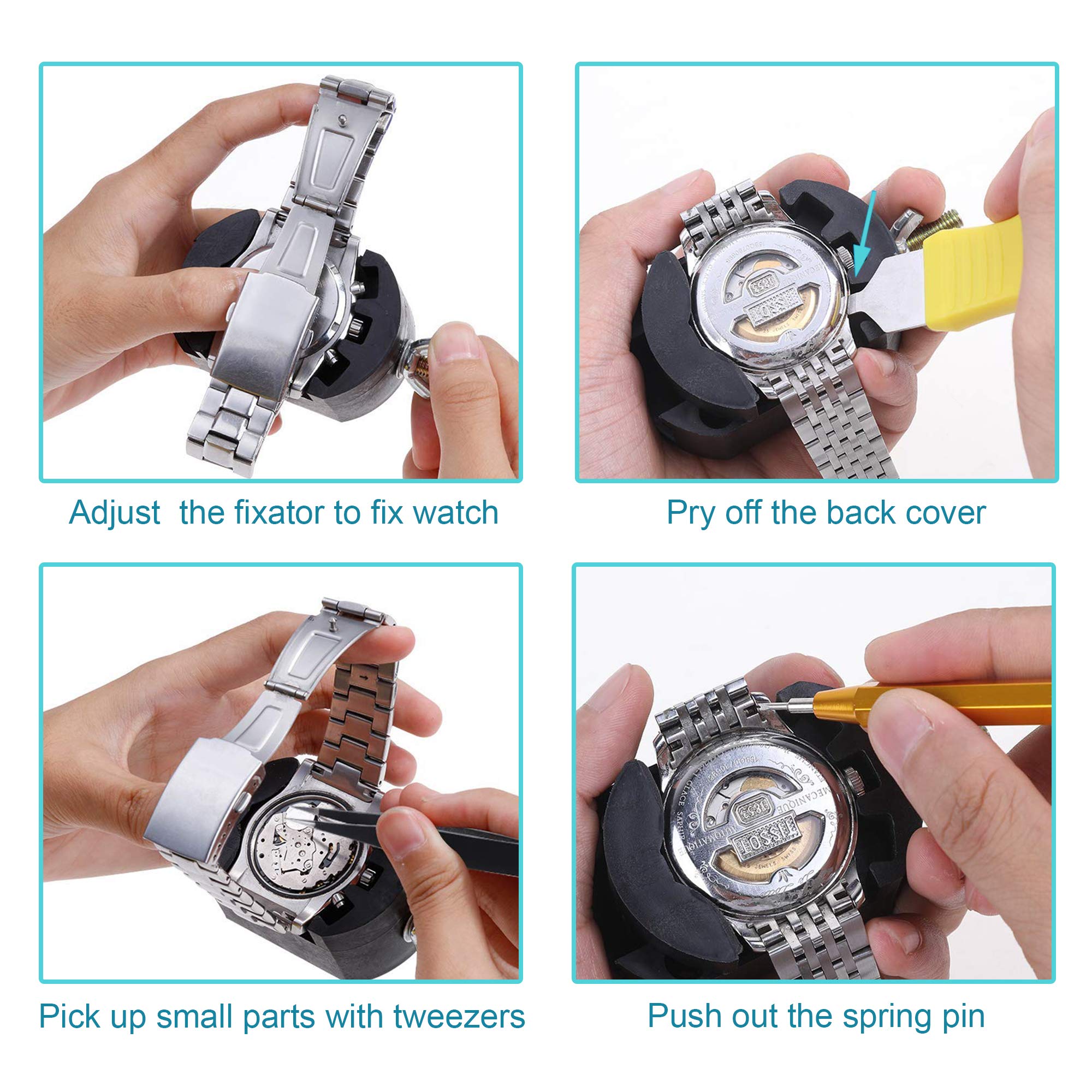 XOOL Watch Replacement Tool Kit Professional Spring Bar Tool Set, Watch Link/Strap/Band/Battery/Pin Replace Kit, Watch Fixing/Adjustment Tool Kit with Carrying Case and Instruction Manual