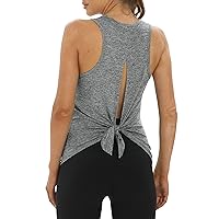 Bestisun Tie Back Workout Tops Open Back Gym Athletic Yoga Shirt Backless Musle Tanks for Women