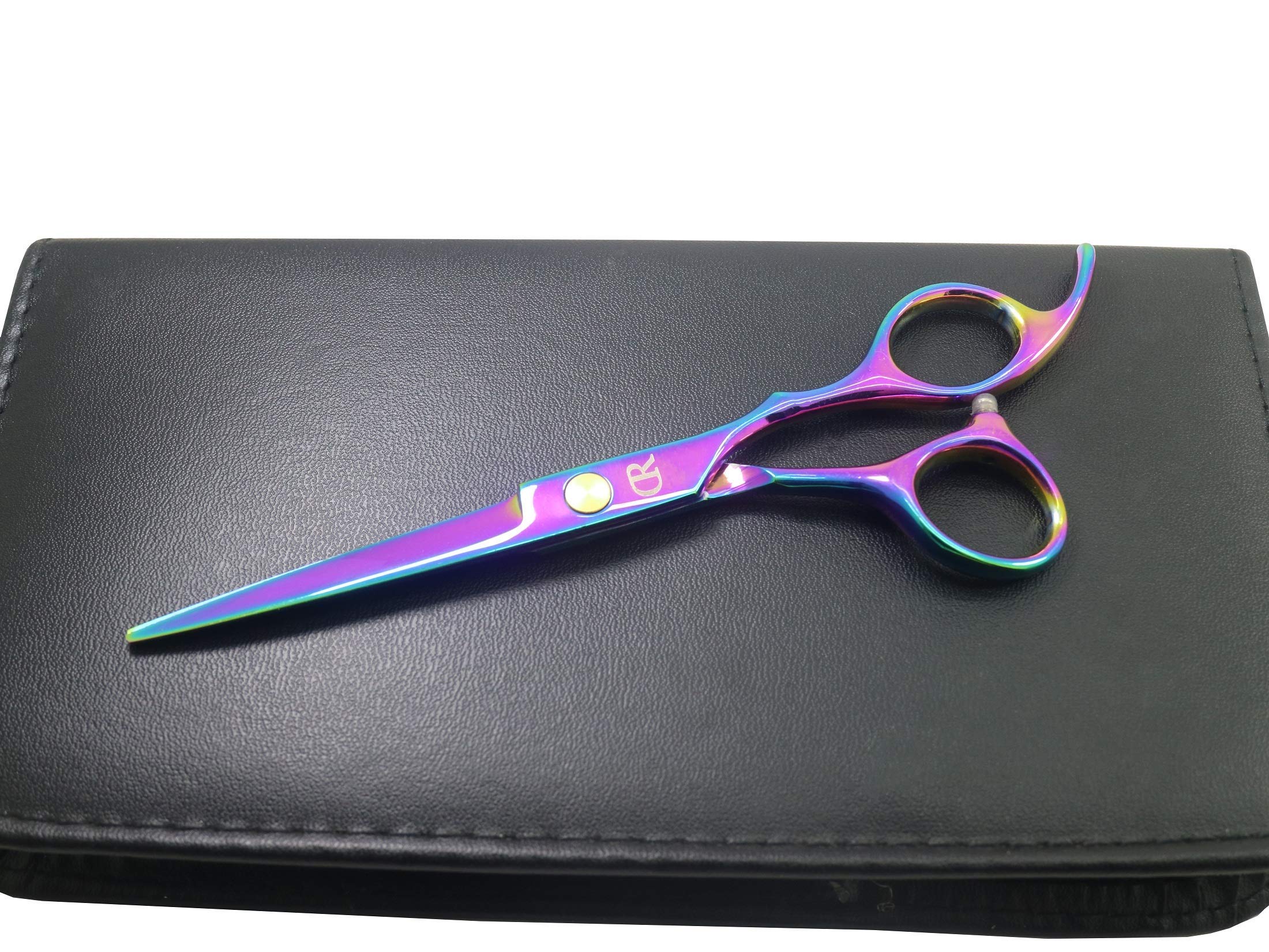 Professional Hair Cutting Shears,6 Inch Barber hair Cutting Scissors Sharp Blades Hairdresser Haircut For Women/Men/kids 420c Stainless Steel Rainbow Color (A) (A)