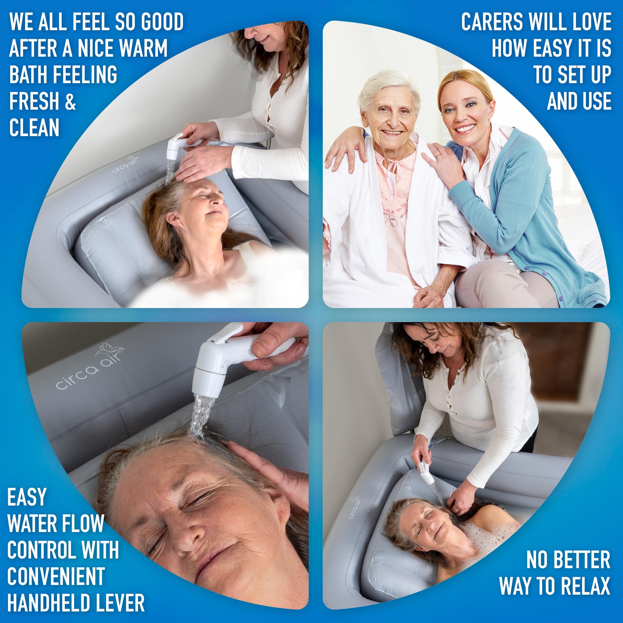 Circa Air Portable Bath Tubs Adults - Medical Inflatable Tub for Bedridden, Handicap, Elderly, Disabled Patients, Collapsible Bathtub System for Elderly Care, Full Bodywash & Hair Washing in Bed