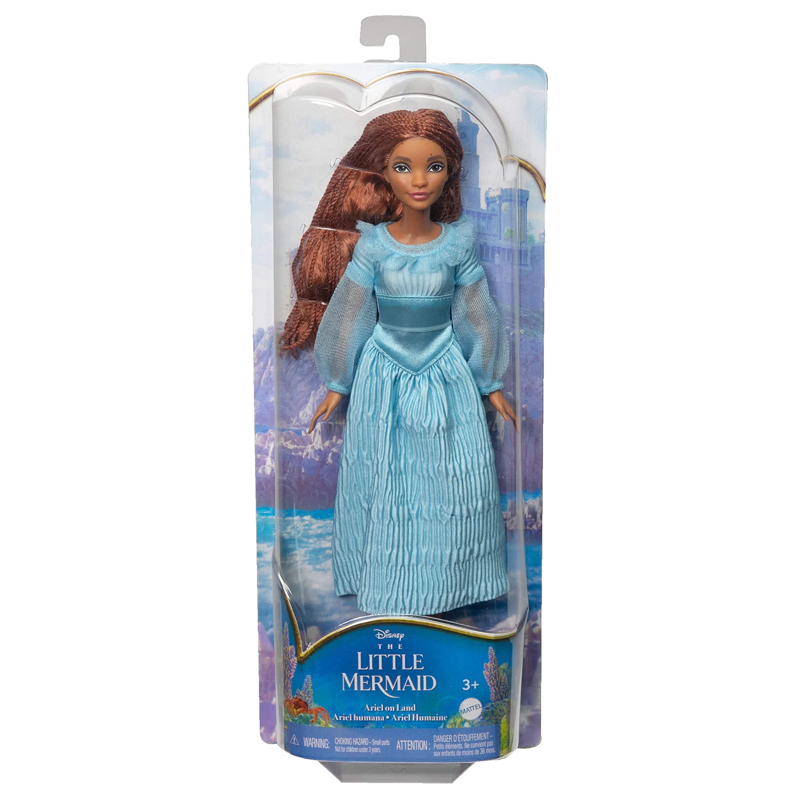 Mattel Disney the Little Mermaid Ariel Fashion Doll on Land In Signature Blue Dress, Toys Inspired by Disney's the Little Mermaid