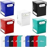 Quiver Time 100+ Standard Deck Blocks with 2 Dividers/Card Deck Box - Set of 5 MTG Deck Box - Compatible with Magic Commander, Yugioh & other TCG cards - (White, Black, Blue, Red & Green)