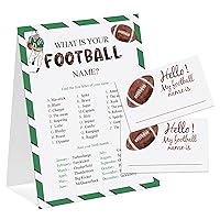 Football Theme What's You Football Name Game, Baby Shower Game Stickers, Birthday Game, Party Decoration, Activity Game for Office or Class, Package Contains 1 Sign and 30 Name Stickers(wyn12)