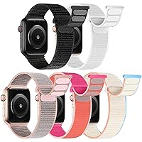 chinbersky Sport Loop Bracelet Compatible with Apple Watch Strap 38 mm 40 mm 41 mm, Adjustable Nylon Textile Replacement Strap for iWatch Series 9/8/7/6/5/4/3/2/1/SE, Pack of 5