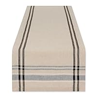 DII French Stripe Dining Table Collection Farmhouse Style Table Runner, 14x108 Inches, Taupe/Black
