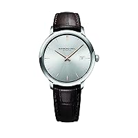 RAYMOND WEIL Toccata Classic Men's Silver Quartz Watch, Stainless Steel, Brown Leather Strap, Silver Dial 39 mm (5485-SL5-65001)