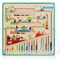 Magnetic Color and Number Maze, Montessori Toys for 3+ Years Old, Wooden Puzzle Board, Learning Counting Educational Matching Toys
