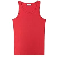 Collection Men's Tank Top 100% Cotton A-Shirt Solid RED Color