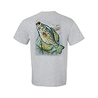 Fishing Action Crappie Adult Short Sleeve Tee Shirt Sports Gray
