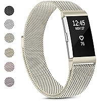 Vancle Metal band Compatible with Fitbit Charge 2 Bands for Women Men, Stainless Steel Mesh Breathable Wristband with Adjustable Magnet Clasp for Fitbit Charge 2 band