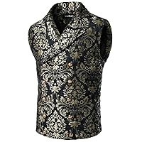 VATPAVE Mens Victorian Double Breasted Vest Gothic Steampunk Waistcoat