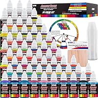 U.S. Art Supply 54 Color Ultimate Acrylic Airbrush, Leather & Shoe Paint Set with Cleaner, Thinner, 50-Plastic Mixing Cups, 50-Wooden Mix Sticks and a Color Mixing Wheel