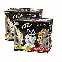 CESAR SIMPLY CRAFTED Adult Wet Dog Food Meal Topper Variety Pack, Chicken, Carrots, Potatoes & Peas and Beef, Chicken, Purple Potatoes, Green Beans & Red Rice, 8 Count (Pack of 2)