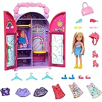 Barbie Chelsea Doll & Closet Toy Playset with Clothes & Accessories, 17-Piece Set, Foldable for On-The-Go Play & Storage