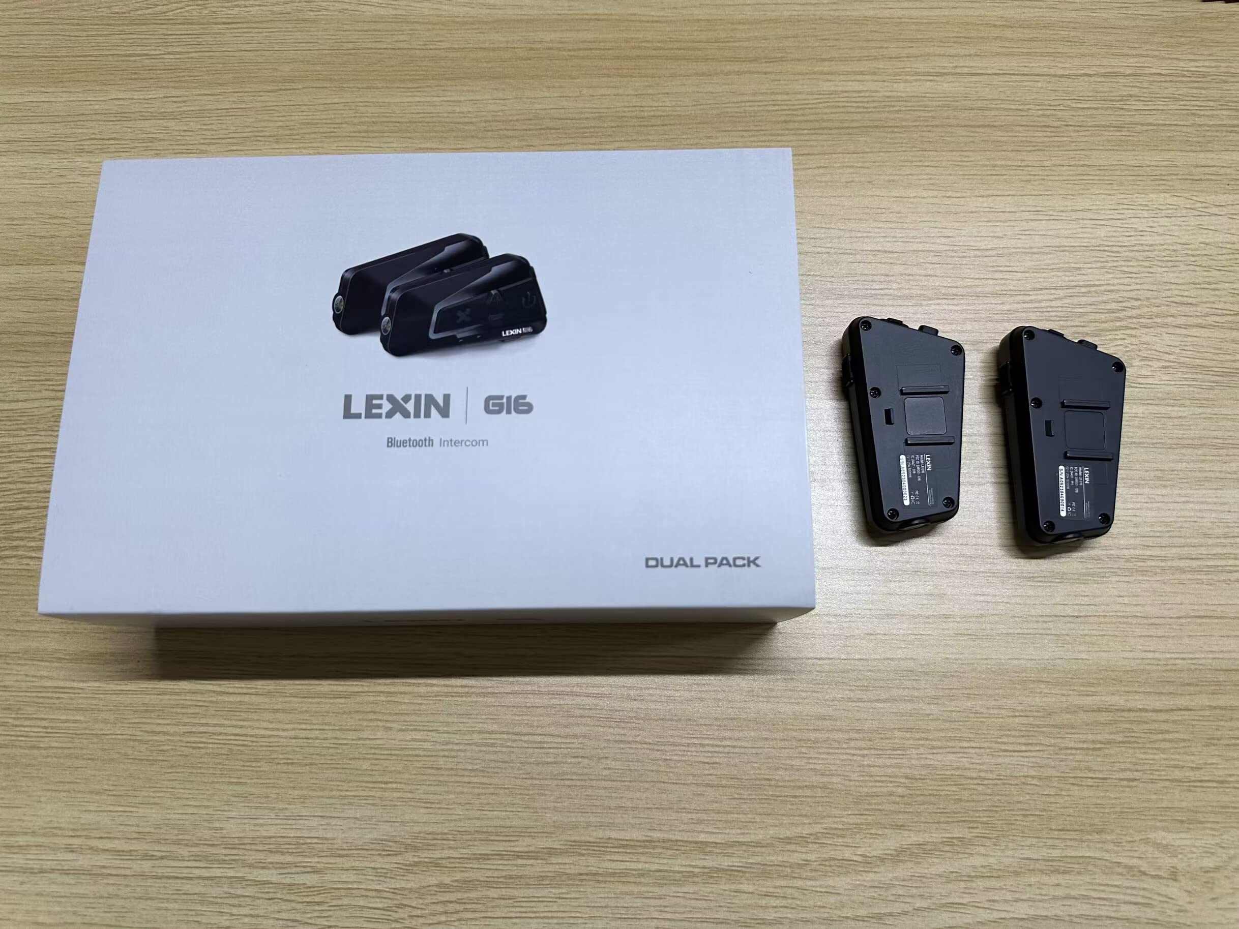 LEXIN 2pcs G16 Motorcycle Bluetooth Headset with Headlamp/SOS Mode, Up to 16 Riders 2000m Helmet Commnunication System, Motorcycle Intercom with Music Sharing/Universal Pairing for Snowmobile/ATV