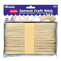 BAZIC Jumbo Craft Sticks Natural Wood, Large Size Ice Cream Popsicle Stick, Non Toxic DIY Project Building Crafts (50/Pack), 1-Pack