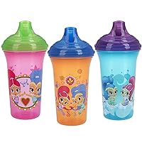 Nuby 3 Piece No Spill Easy Sippy Cups with Vari-Flo Valve Hard Spout, Nickelodeon Shimmer & Shine, 9 Oz