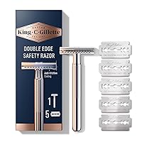 Safety Razor with Chrome Plated Handle and 5 Platinum Coated Double Edge Safety Razor Blade Refills