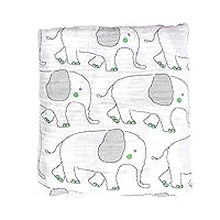 Muslin Baby Blanket Polka Dots (Elephant-Green)